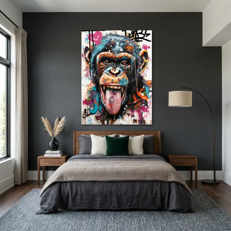 Tableau singe expressif vivant – Toile sur châssis