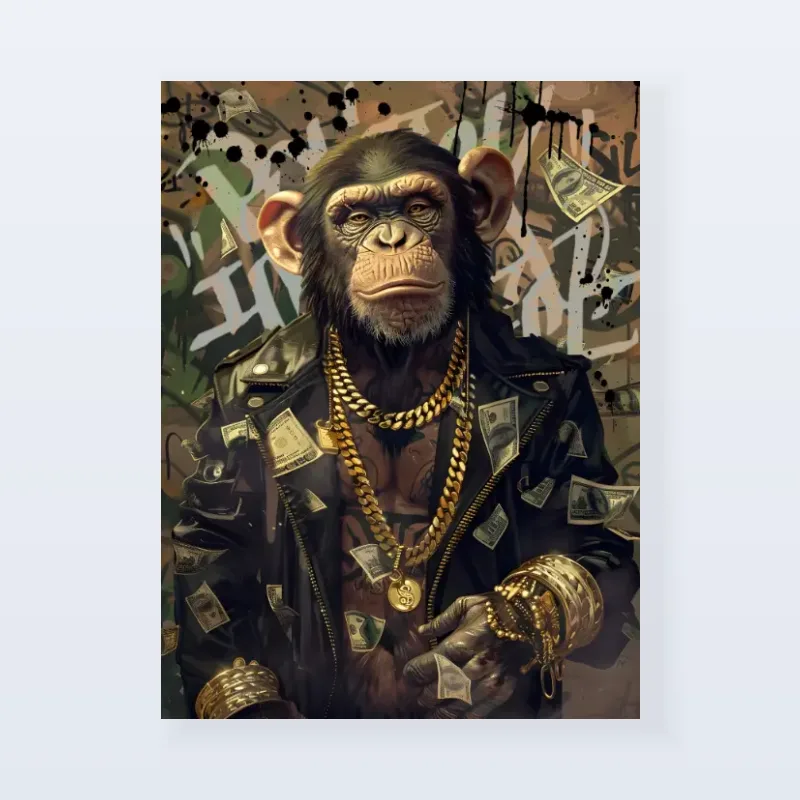 Tableau singe gangster luxueux