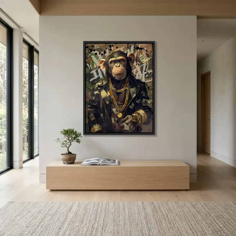 Tableau singe gangster luxueux – Cadre Flottant