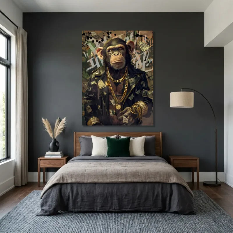 Tableau singe gangster luxueux – Toile sur châssis