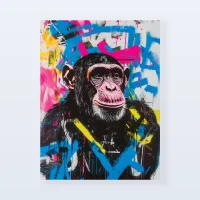 Tableau singe graffiti bleu Tableau singe graffiti bleu