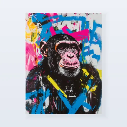 Tableau singe graffiti bleu Tableau singe graffiti bleu