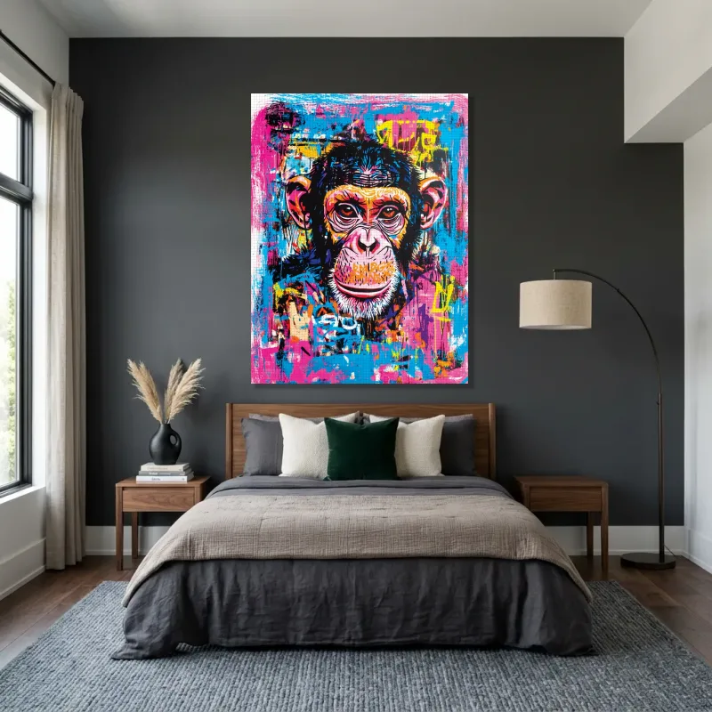 Tableau singe graffiti sauvage – Toile sur châssis