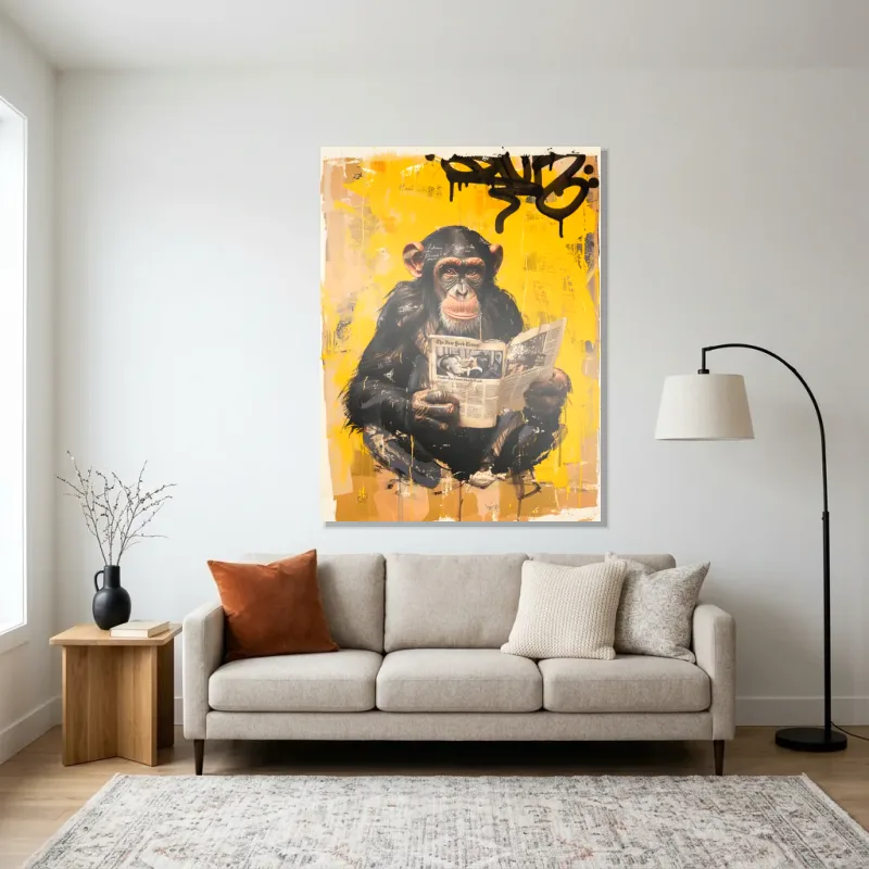 Tableau singe lecteur original – Aluminium Brillant
