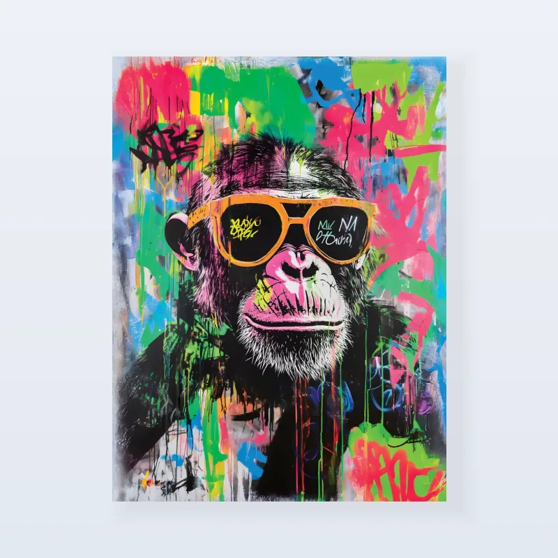 Tableau singe lunettes pop