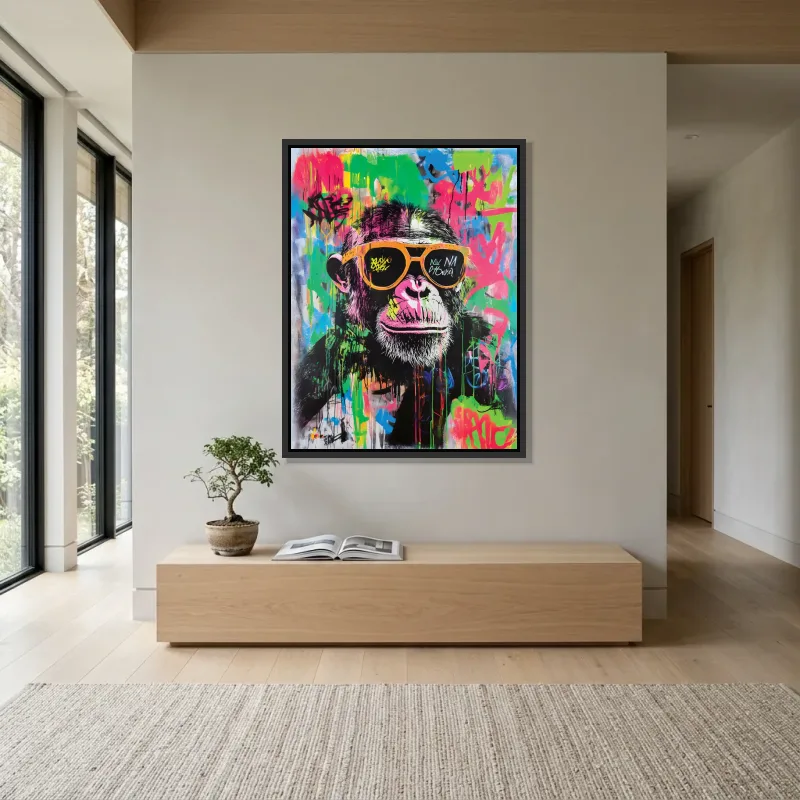 Tableau singe lunettes pop – Cadre Flottant