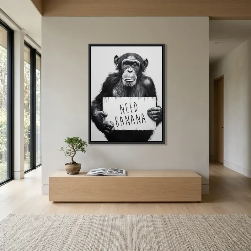 Tableau singe need banana – Cadre Flottant