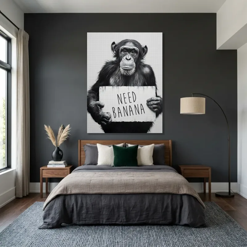 Tableau singe need banana – Toile sur châssis