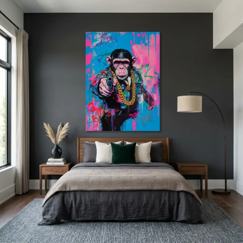 Tableau singe rebelle moderne – Toile sur châssis