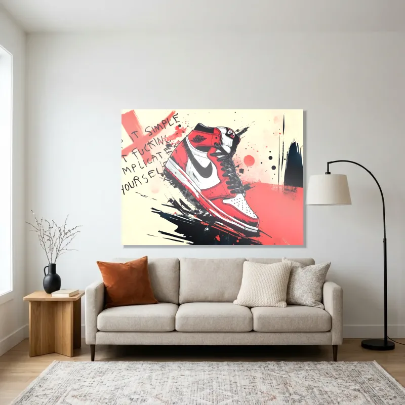 Tableau sneakers Air Jordan rouge – Aluminium Brillant