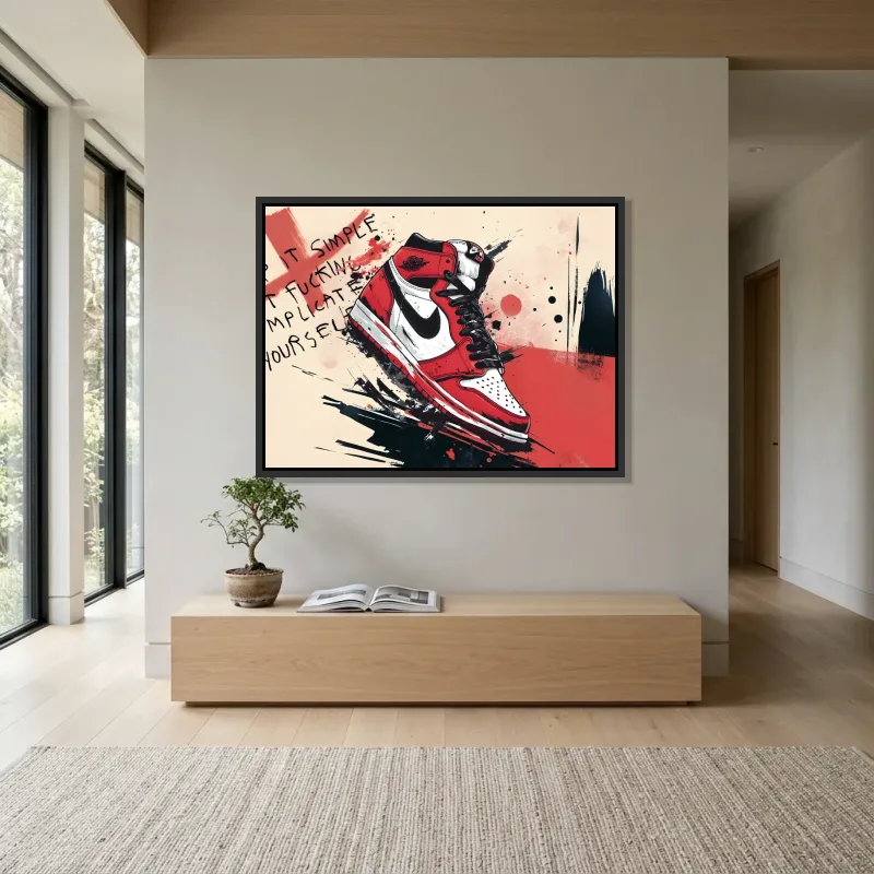 Tableau sneakers Air Jordan rouge – Cadre Flottant