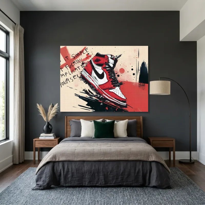 Tableau sneakers Air Jordan rouge – Toile sur châssis