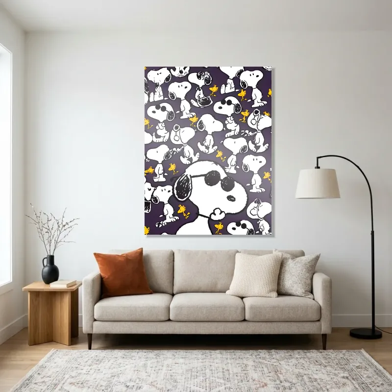 Tableau Snoopy cool pattern – Aluminium Brillant