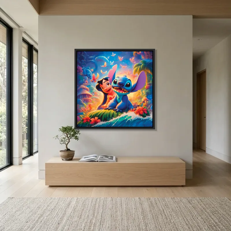Tableau Stitch jungle – Cadre Flottant