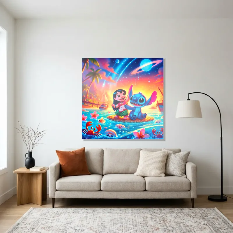 Tableau Stitch rafting – Aluminium Brillant