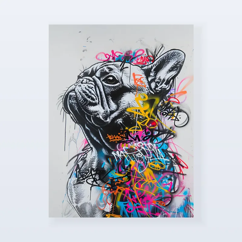Tableau Street art bouledogue