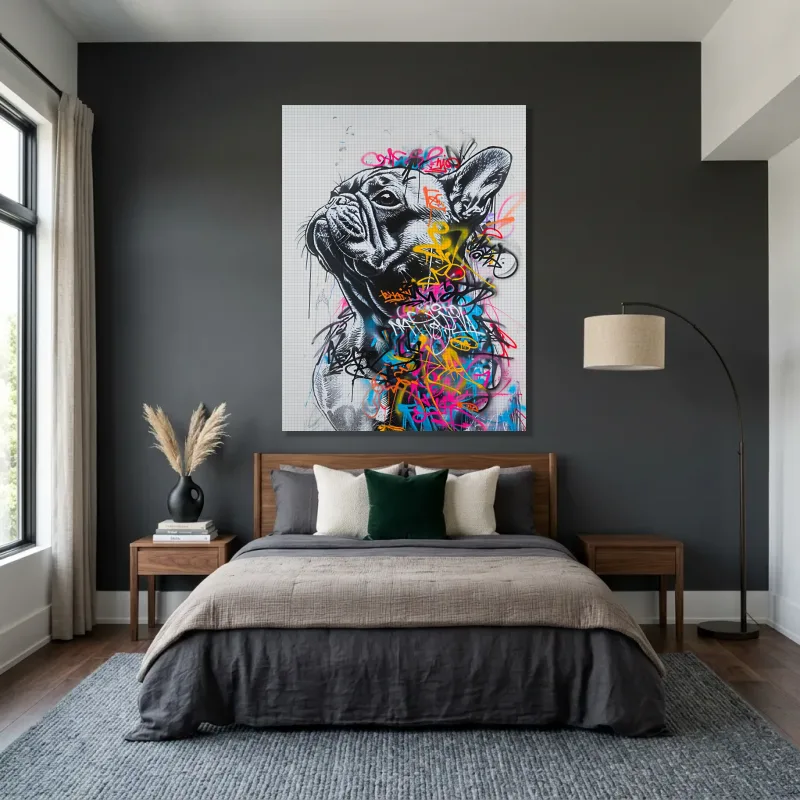 Tableau Street art bouledogue – Toile sur châssis