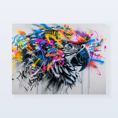 Tableau Street art perroquet