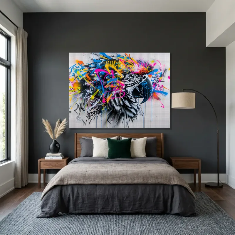 Tableau Street art perroquet – Toile sur châssis