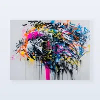 Tableau Street art perroquet urbain Tableau Street art perroquet urbain