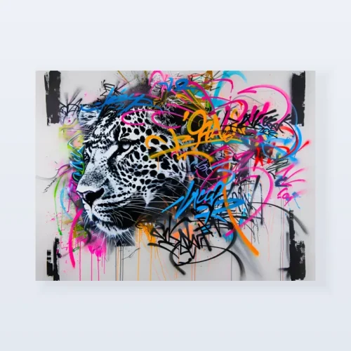 Tableau Street art regard panthère