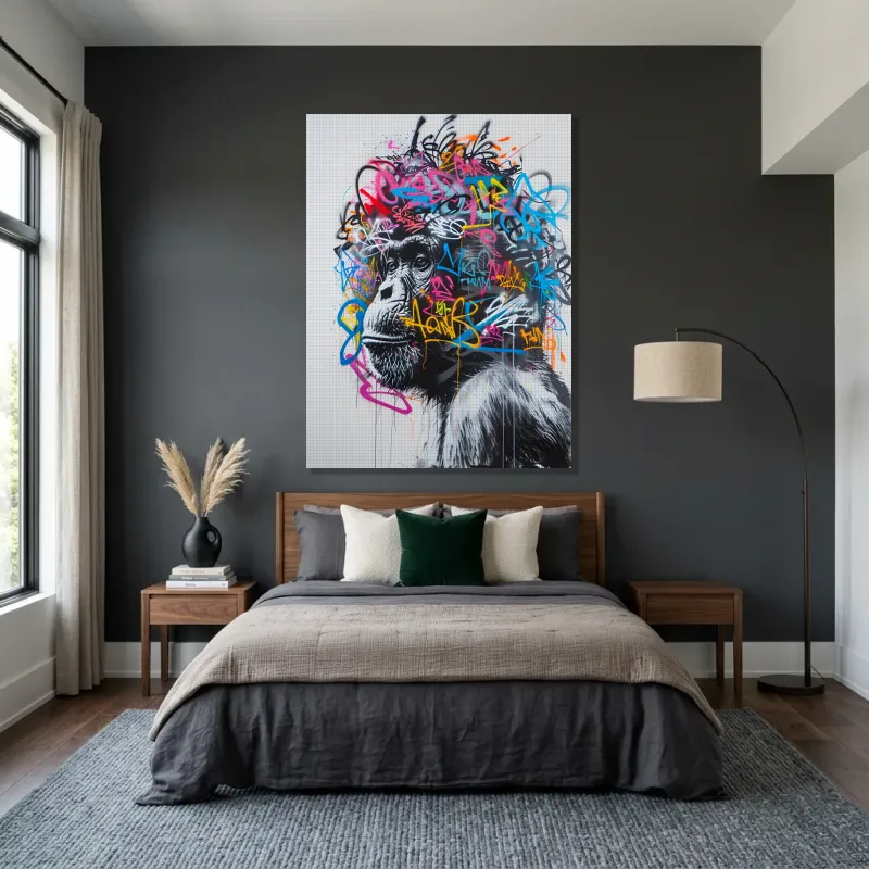 Tableau Street art regard singe – Toile sur châssis