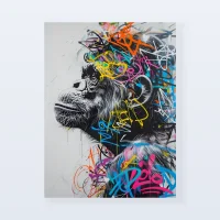 Tableau Street art singe méditatif