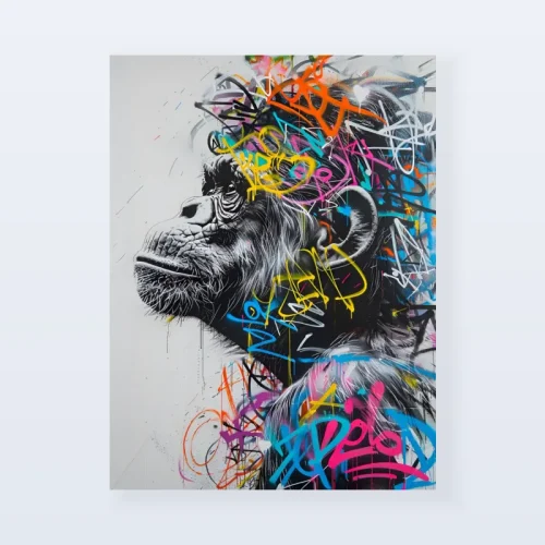 Tableau Street art singe méditatif