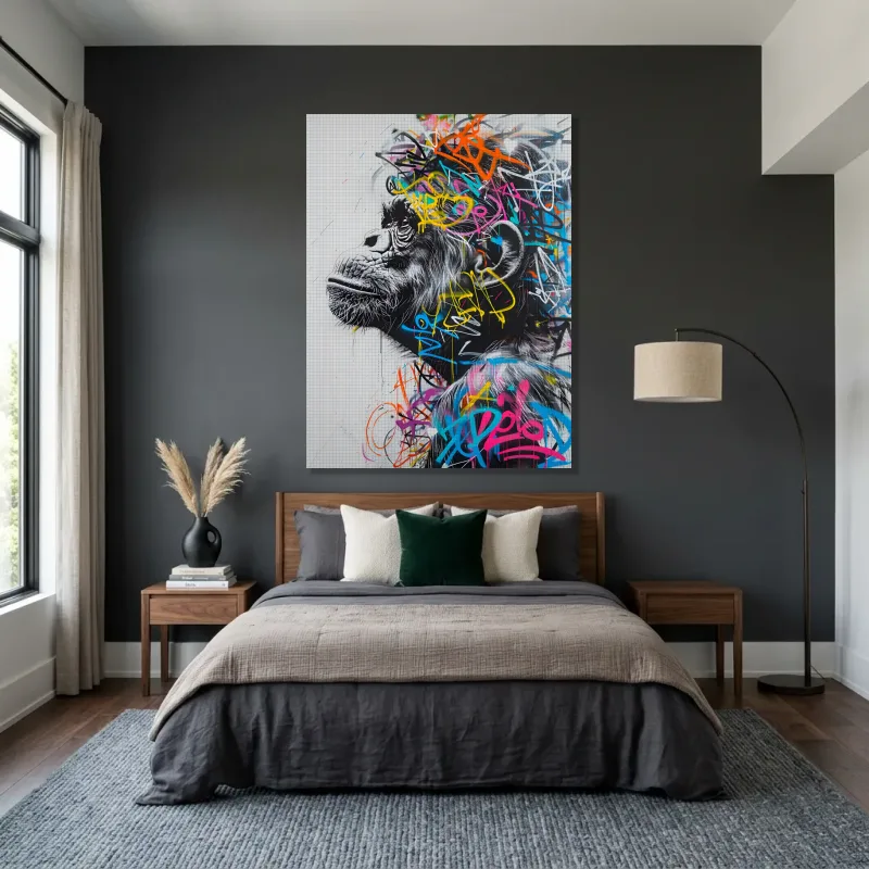Tableau Street art singe méditatif – Toile sur châssis