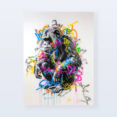 Tableau Street art singe pensif Tableau Street art singe pensif