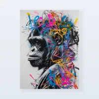 Tableau Street art singe songeur Tableau Street art singe songeur
