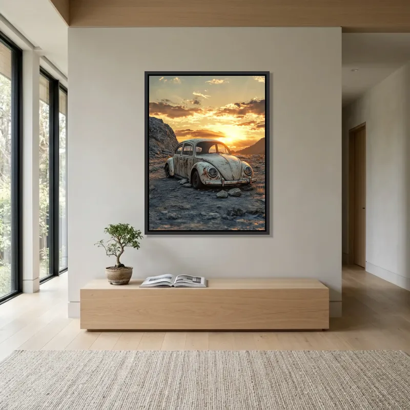 Tableau Volkswagen Coccinelle abandonnée – Cadre Flottant