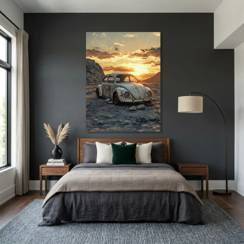 Tableau Volkswagen Coccinelle abandonnée – Toile sur châssis