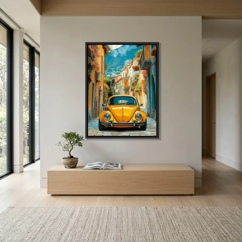 Tableau Volkswagen Coccinelle jaune – Cadre Flottant