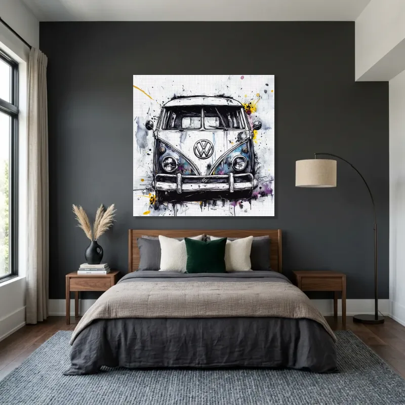 Tableau Volkswagen Combi abstrait – Toile sur châssis