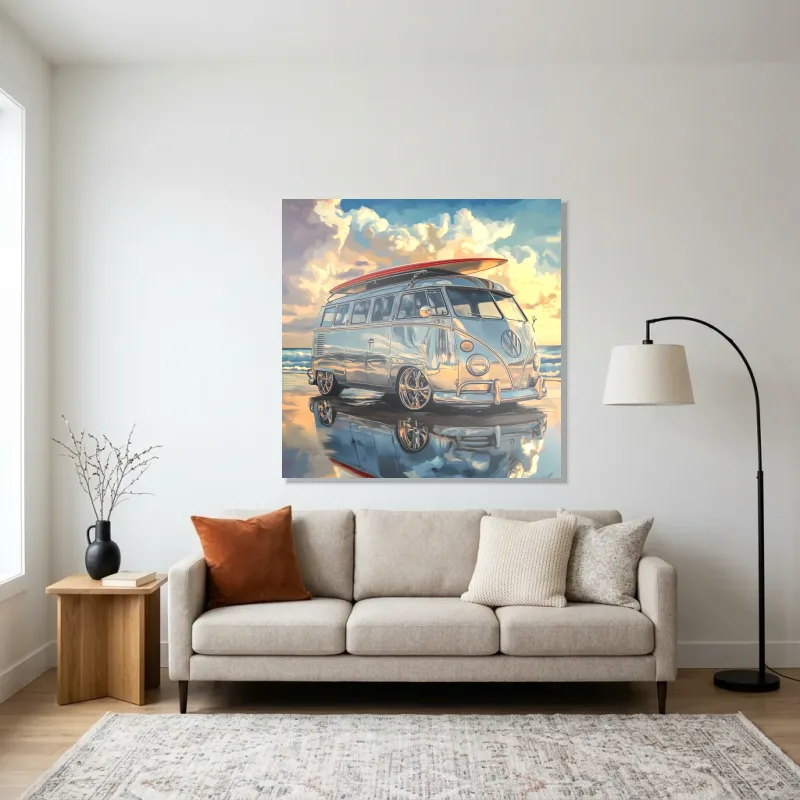 Tableau Volkswagen Combi surf – Aluminium Brillant