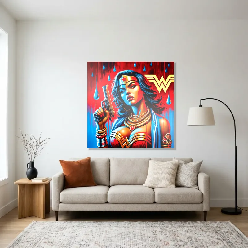 Tableau Wonder Woman chic – Aluminium Brillant