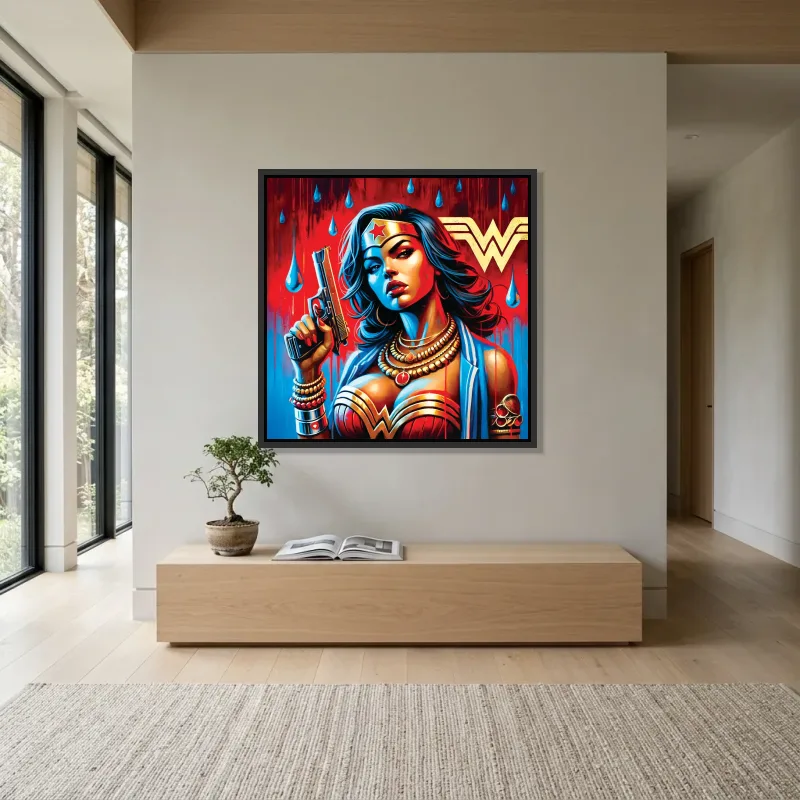Tableau Wonder Woman chic – Cadre Flottant