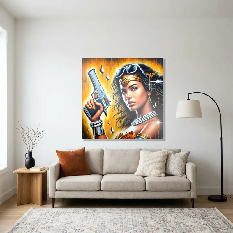 Tableau Wonder Woman glamour design – Aluminium Brillant