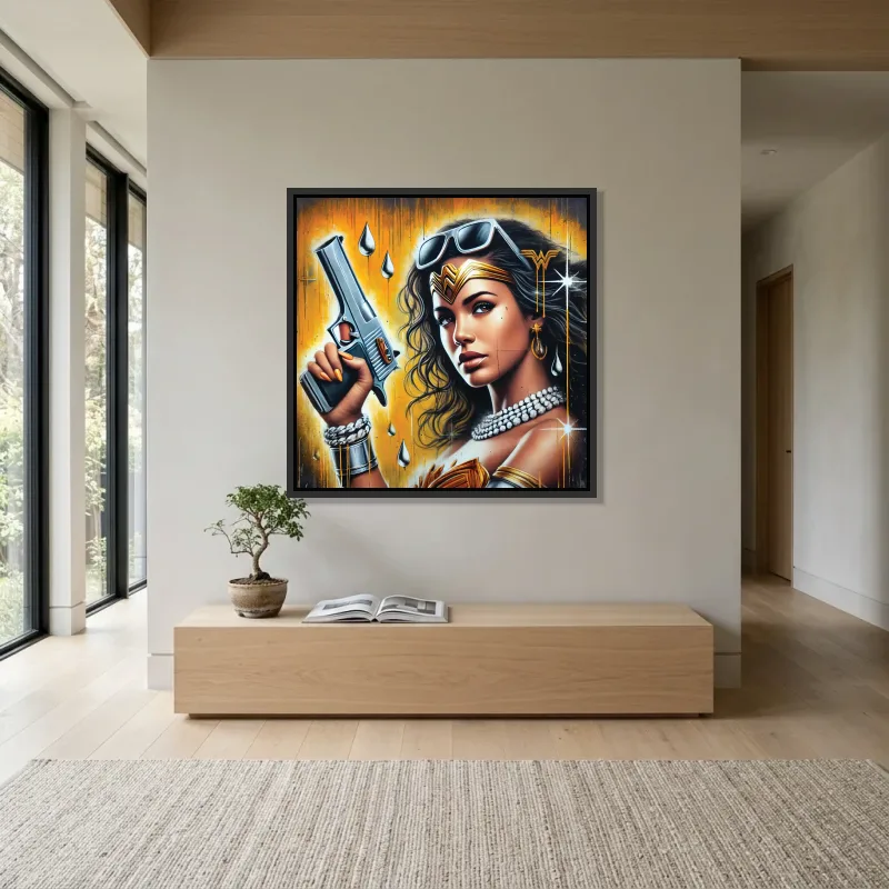 Tableau Wonder Woman glamour design – Cadre Flottant