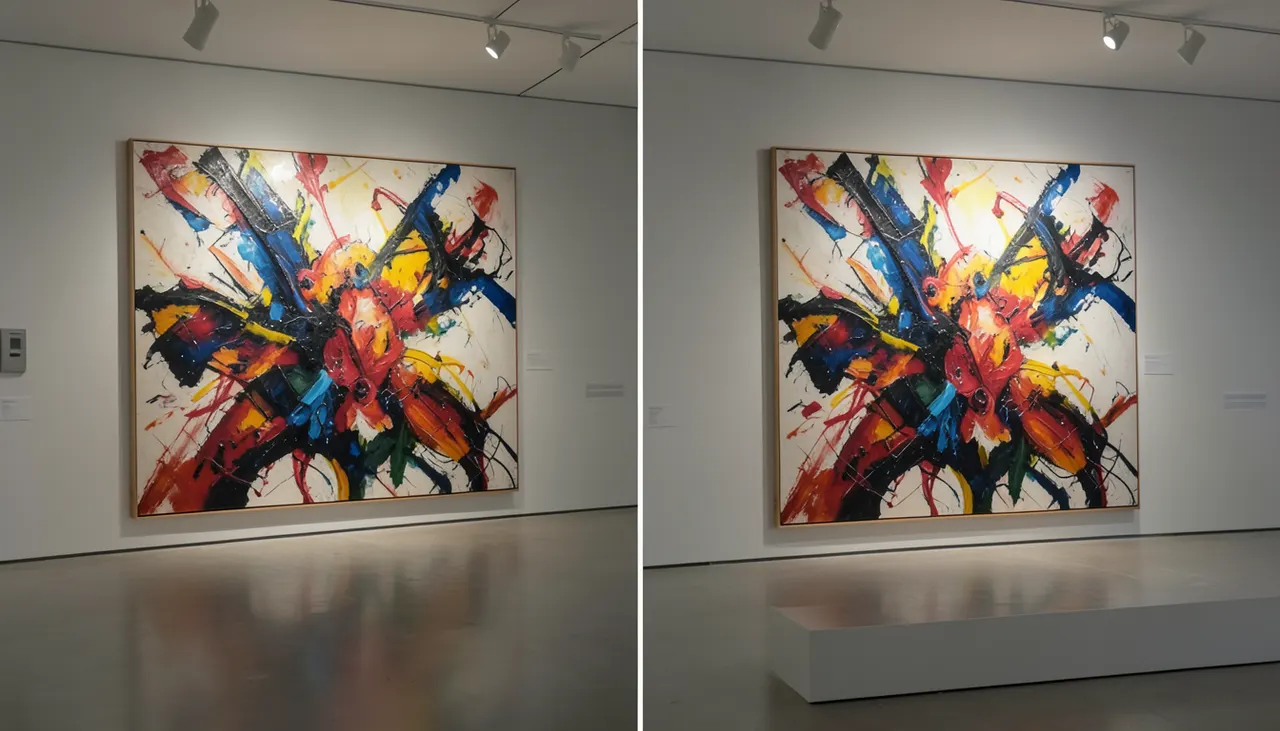 Température de couleur LED murale Comparaison températures de couleur éclairage tableau art contemporain
