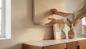 Remplacement d'un tableau sur un mur de salon