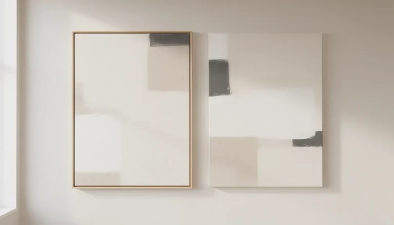 Toile avec cadre et toile sans cadre côte à côte