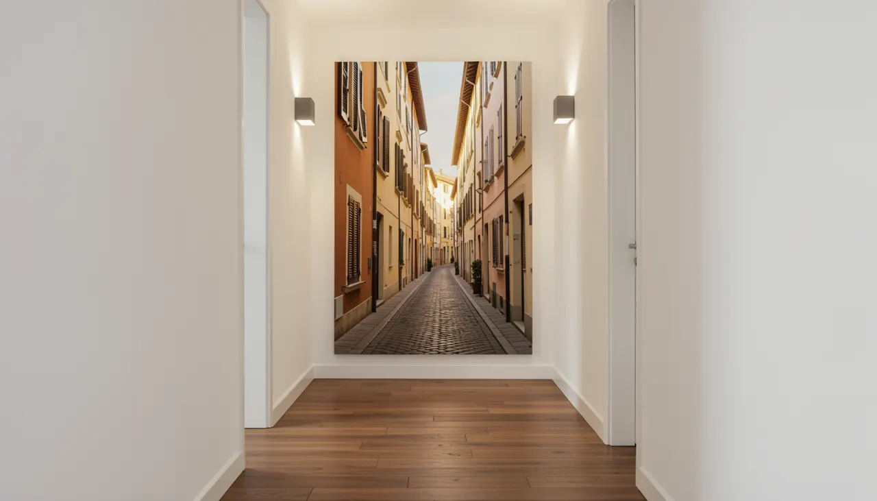 Effet profondeur dans un couloir Couloir étroit agrandi par tableau perspective ruelle