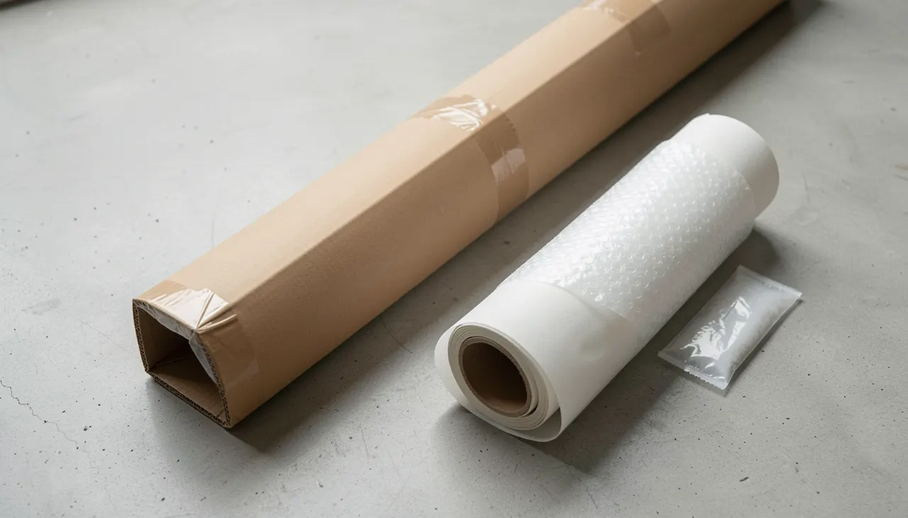 Emballage professionnel pour expédition toile Colis carton tube rigide protection toile roulée