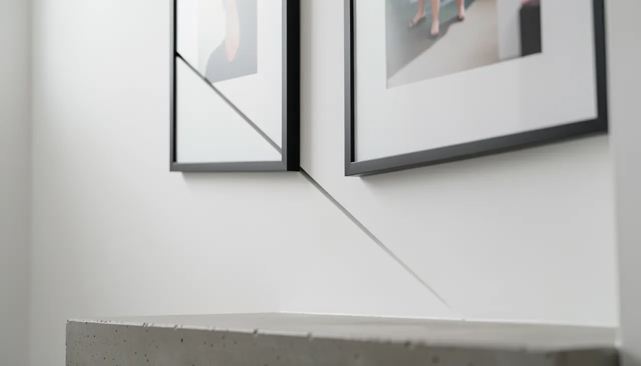 Espacement régulier de 7 cm entre toiles Détail espacement 7 cm entre deux cadres