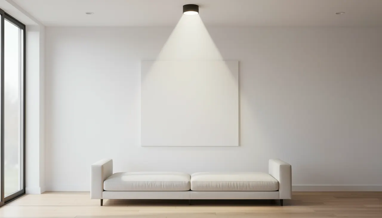 Geometry of lighting angle Schéma angle 30 degrés spot plafond vers tableau