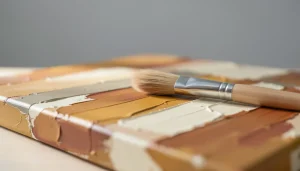 Pinceau doux posé sur une toile texturée