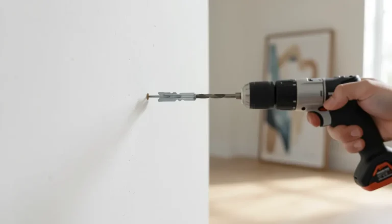 Perceuse et cheville Molly sur mur placo