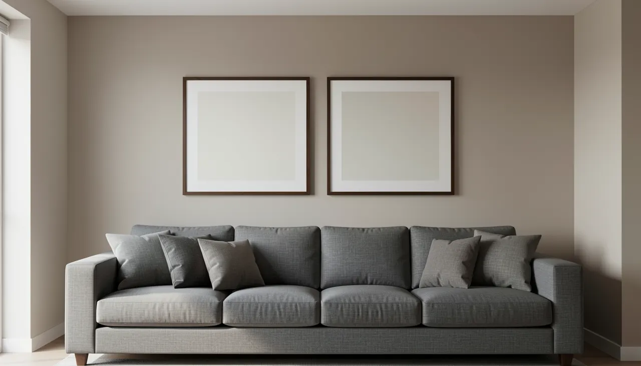 Proportions et disposition tableau Grand diptyque proportionné au-dessus d'un canapé
